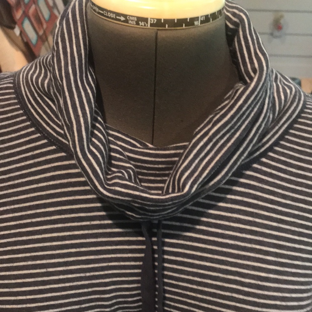 Chaps Top Navy Striped Blue White Long Sleeve Cowl Neck Size 2X